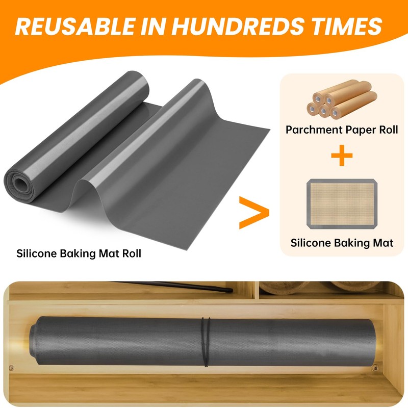 Baking Mat Roll Pan Liner-12IN X 10FT-Gray