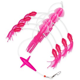 VIKETECH 21" Offshore Squid Daisy Chain Trolling Teaser Rig for Tuna Marlin (Pink)
