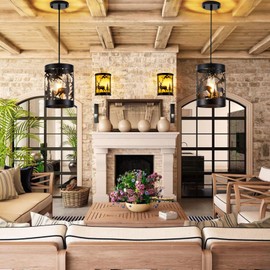 Monyohame Farmhouse Rustic Ceiling Light Fixture, 1-Light Round E26 Base Black Metal Fixture with Deer Design-Perfects for Kitchen, Dining Room, Bedroom, Hallway, Entrance