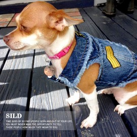 SILD Pet Clothes Dog Jeans Jacket Cool Blue Denim Coat Small Medium Puppy Blue Vintage Washed Clothes Dogs Lapel Vests Classic Hoodies