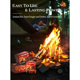 Nvkrvks Nvkrvks Fire Starter Squares 192, Natural & Odourless FireStarters Cubes for Campfire, Fireplace, Chimney and Barbecue, Water Resistant, Easy to Ignite, Safe Camping Accessories