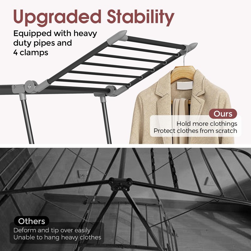 APEXCHASER Clothes Drying Rack Foldable, Large Drying Rack Clothing, Winged