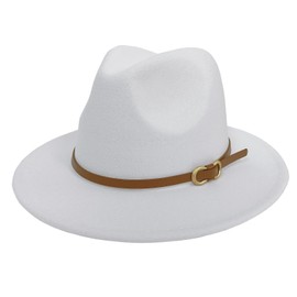 HEYANN Fedora Hat Men's Hat Felt Hat with Wide Brim Men's Classic Hat Panama Hat Women's Felt Trilby Hat Men for Party, White, M