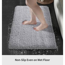 Disolla Gray Bathroom Rug 24x48 Non Slip Fluffy Bath Mat for Bathroom Floor Washable Plush Luxury Bath Rug for Tub Soft Shaggy Bathroom Shower Sink Mat