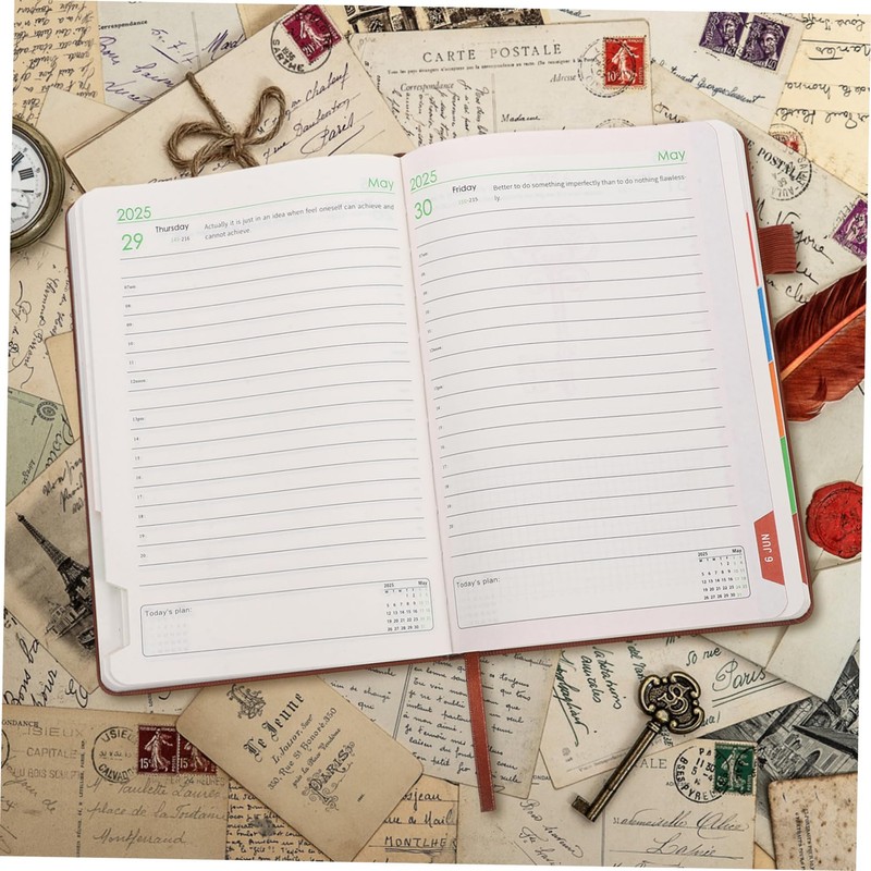 Operitacx 2025 Mini Pocket Calendar Soft PU Leather Cover Small