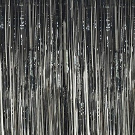 Tri Products Metallic Tinsel Curtains Foil Fringe Shimmer Curtain Door Window Decoration for Birthday Wedding Party Supplies 3ft*8ft (Black)