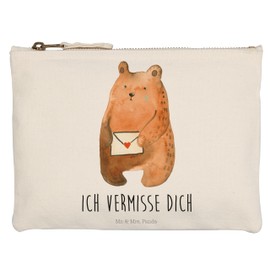 Mr. & Mrs. Panda Cosmetic Bag with Love Letter Bear Design M White