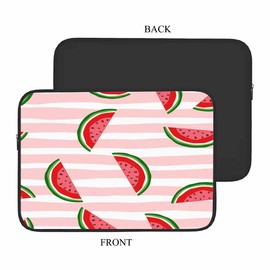 Nicokee Laptop Sleeve Bag 15.4 15.6 Inch,Watermelon Fruit Pink and White Stripe Protective Polyester Computer Cases Laptop Cover Briefcase Bag Tablet Travel Cover