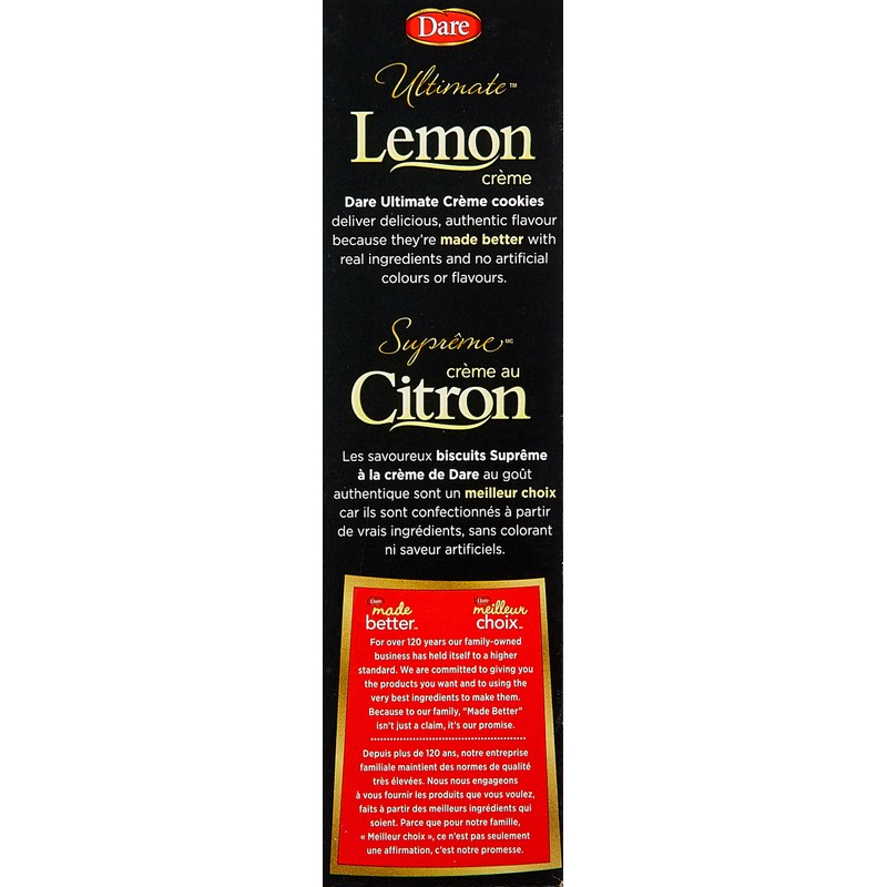 Dare Ultimate Lemon Creme Filled Cookies, 290g/10.2oz, (Imported from Canada)