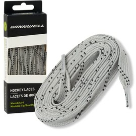 Winnwell Waxed Hockey Skate Laces - Ice Hockey & Roller Blade Skates Laces, Multiple Lace (Silver Grey/Black, 96")