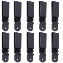 Universal Heavy Duty Metal Belt Clips - (Fits 1.75 inch Belts) - (Black) - (10 Pack) - Replacement Steel Clip Attachment Holder for Holsters, Sheaths, Cell Phone Cases
