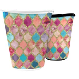 RNK Shops Glitter Moroccan Watercolor Waste Basket - Single Sided (White)