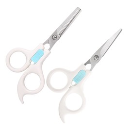 Minkissy 2pcs Boy Girl Safety Hair Clippers Flat Tooth Scissors for Boy Girl Hairdressing Scissors for Home Use Non-stick Design for Haircuts