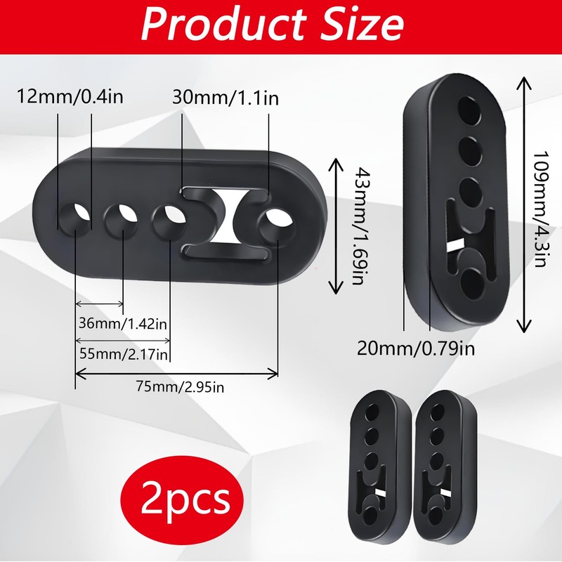 2Pcs Exhaust Rubber Mount Universal Car Exhaust Hanger 4 Holes