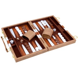 Gesserit Backgammon Set 2 Players Classic Backgammon Set for Adults Board Game with High-Quality PU Leather Case Portable and Travel Backgammon Set (Retro Brown, 11 Inches)