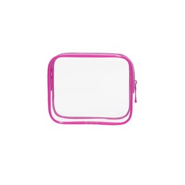 1 PCS Clear PVC Makeup Bag with Zipper, Portable Travel Zippered Pouch, Hot Pink Travel Toiletries Bag for Vacation Bathroom Organizing, 14x4x12cm
