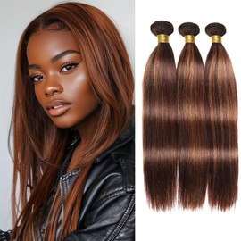 Highlight Straight Bundles Human Hair Ombre Brown Bundles 8 10 12 Inch Two Tone Chocolate and Brown Human Hair Bundles