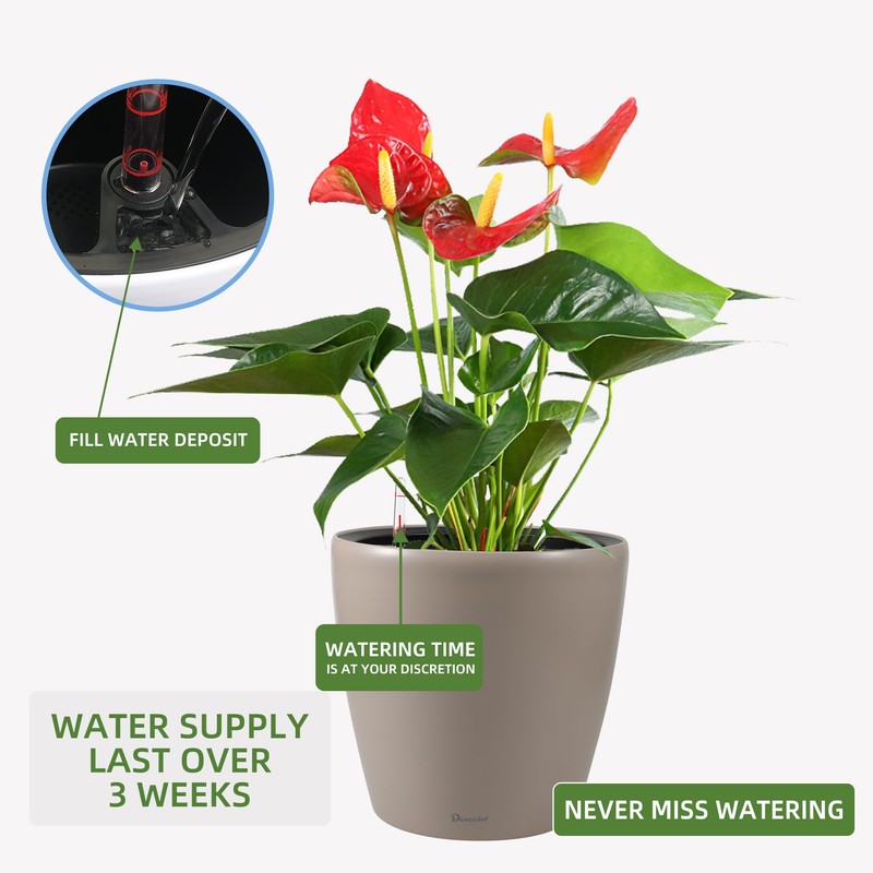 Dexceder 15x14 Self Watering Planter with Wheels Indoor Outdoor, Inner