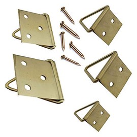 RIKAMA Golden Picture Folding Eyelets Set Including Nails for Hanging Pictures, Photos, Canvases & Frames - 100 Picture Hooks in Sizes 20 x 10 mm, 24 x 12 mm, 28 x 14 mm, 32 x 16 mm & 40 x 20 mm (Mix