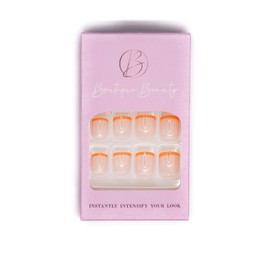 Boutique Beauty Premium Press On Nails ~ Unique, Durable, Trendy Designs with Adhesive Tabs ~ Rounded Short Lenth (Yellow Tips)