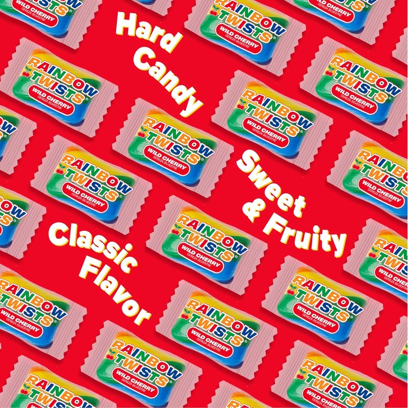 Atkinson's Rainbow Twist Sticks - Cherry Flavored Rainbow Candy Sticks