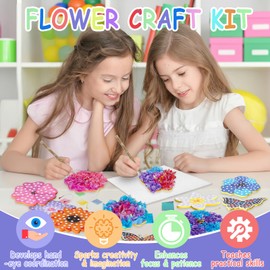 Craft Set Children from 4-5-6 Years Craft Girls 7 8 9 10 Years Girls Gift, Creative Set for Children, Children's Birthday Flowers Craft Case, Flowers Craft Case Bouquet with Sequins Creative