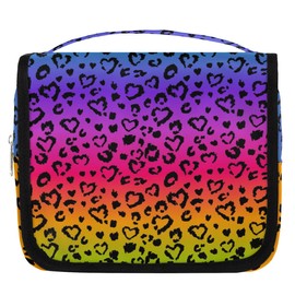 Eizlang Rainbow Leopard Makeup Bag Hanging Toiletry Bag Travel Makeup Bag for Women Men Waterproof Cosmetic Bag Organizer