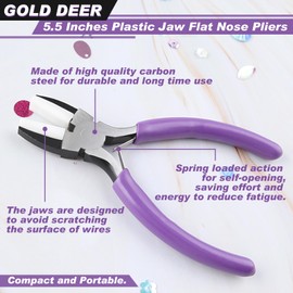 GOLD DEER 5.5 Inches Double Nylon Flat Jaw Pliers with 2 Replacement Tips Flat Nylon Jaw Pliers Wire Wrapping Tool Nylon Jaw Pliers for Jewelry Making Beading Looping Shaping Wire DIY Crafts