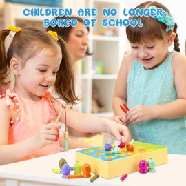 WEARXI Montessori Toy from 2 Years, 3-in-1 Motor Skills Toy, Magnetic Fishing Game, Games from 2 Years, Montessori Toy 2 Years, Small Gifts for Children from 2 Years, Gifts for School Enrolment