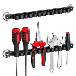 laofeei Magnetic Tool Holder, Screwdriver Holder, Tool Storage, Wall Hanging, Set of 2, Strong Type, Magnetic Tool Holder, Mounting Screws Included (Black)