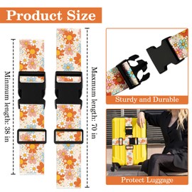 Daisy Luggage Straps for Suitcases TSA Approved, Luggage Identifiers for Suitcase, Adjustable Suitcase Strap for Baggage Security with Cute Patten, Travel Necessary Accessories (2 Pack)