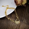 Butterfly Cubic Zirconia Dainty Link Anklet Beads Double Layered Bracelets
