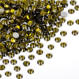 CMBYN Glue Fix Crystal Flatback Rhinestones Glass Diamantes Gems for Crafting Nail Art Crafts Decorations Clothes Shoes 1.4mm (ss3 2880pcs, Olivine)