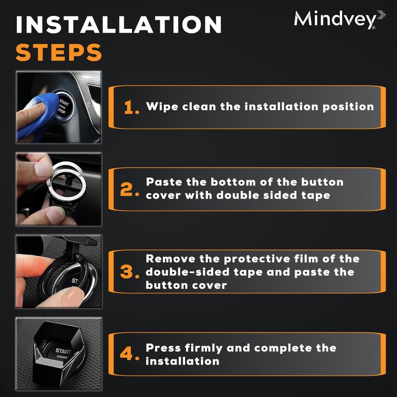 Universal Car Engine Start Stop Button Cover - Anti-Scratch Push