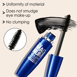 Boobeen 2pcs Waterproof Mascara Black, volumisierende und verlängernde Formel, schnell trocknend und wischfest für den ganzen Tag