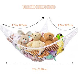 Red para peluches, hamaca de almacenamiento de juguetes, organizador de juguetes para niños para guardería y sala de juegos, decoración de recámara para niños, 2 unidades.