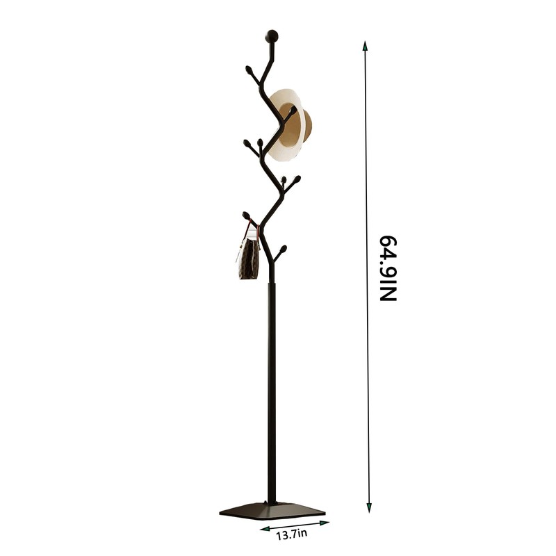 ZEYEXE Tree-shaped coat rack,Coat Tree Freestanding with 8 Hooks and