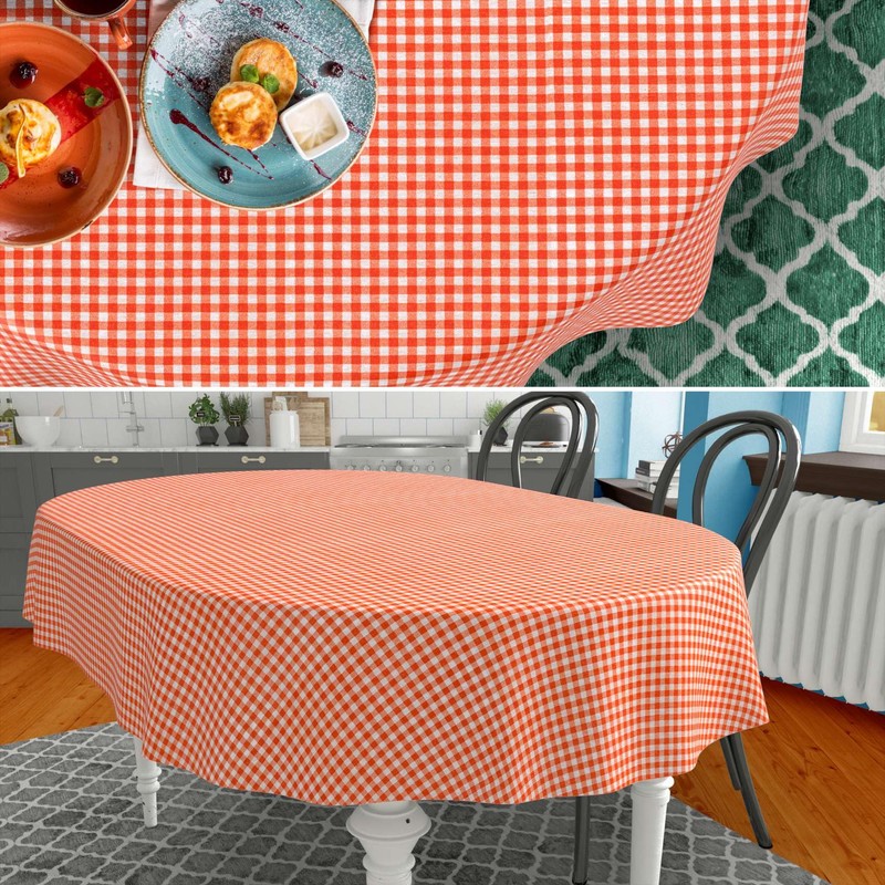Fabric Tablecloth Washable Table Linen Tablecloth Cotton Polyester Vichy Red