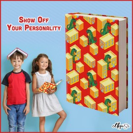 Fun Design, Easy Apply Book Cover 1 Pack. Stretchable Jumbo Jacket Fits Most Hardcover Textbooks Up to 9 x 11. Adhesive-Free, Nylon Fabric Protectors. Washable and Reusable School Supply for Students