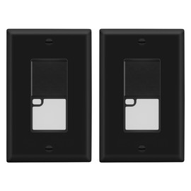 LIDER Minimalist Design LED Guide Light Paddle Switch with Automatic Daylight Sensor and Wall Plate, Night Light Light Switch, 125VAC/15A, 3-Way or Single Pole, LGL-3W-BKWP2P, Black, 2-pack