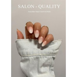 AutyaMee Semi Cured Gel Nail Strips (Beige Ombre), Gradient, 20 Pcs Gel Nail Wraps, Stickers, UV Light Required, Salon Quality, Long Lasting