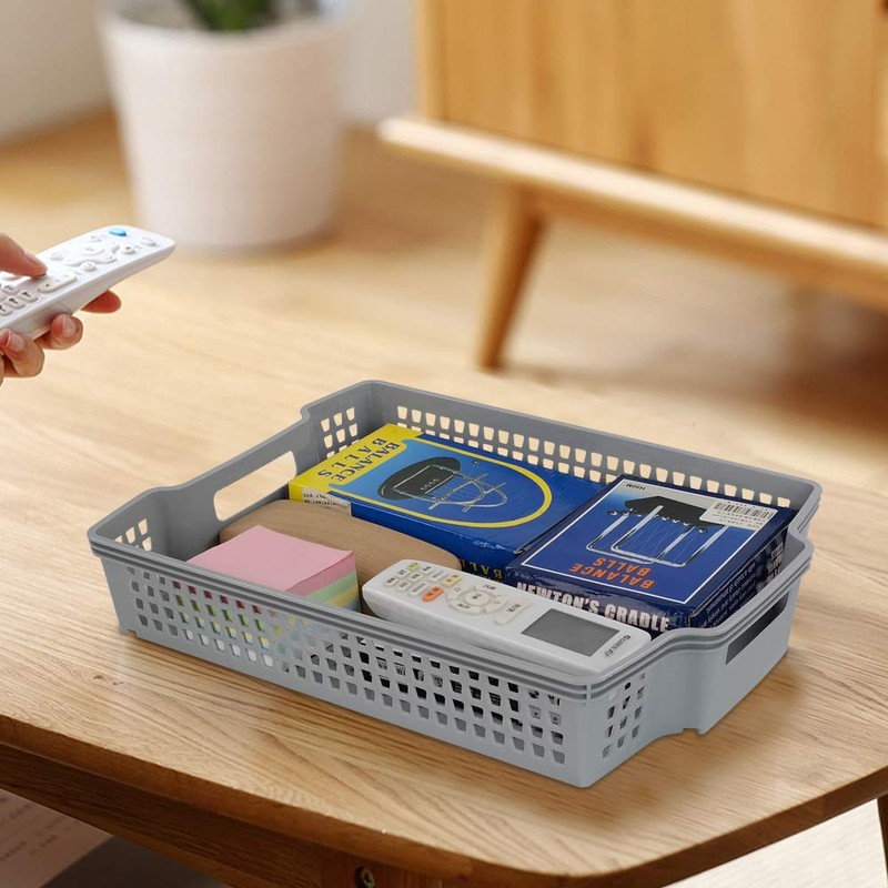 Ggbin Plastic Basket for Organizing, Grey Basket Trays, Set of