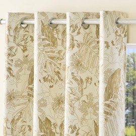 MEEYIUS Monstera Printed Blackout Curtains for Livingroom Bedroom Grommet Thermal Insulated Room Darkening Window Drapes with Black Liner, Set of 2 Panels, 52x84 Inch