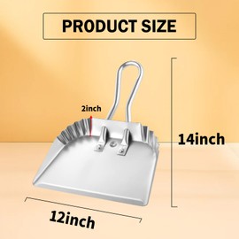 Auch 2Pack Heavy Duty Metal Dust Pans 12 Inch Metal Dustpan Wide Dustpans for Household Handheld Wide Scooper Dust and Debris Cleaning Tool Ideal for Home and Commercial Use (2pcs Dust Pans)