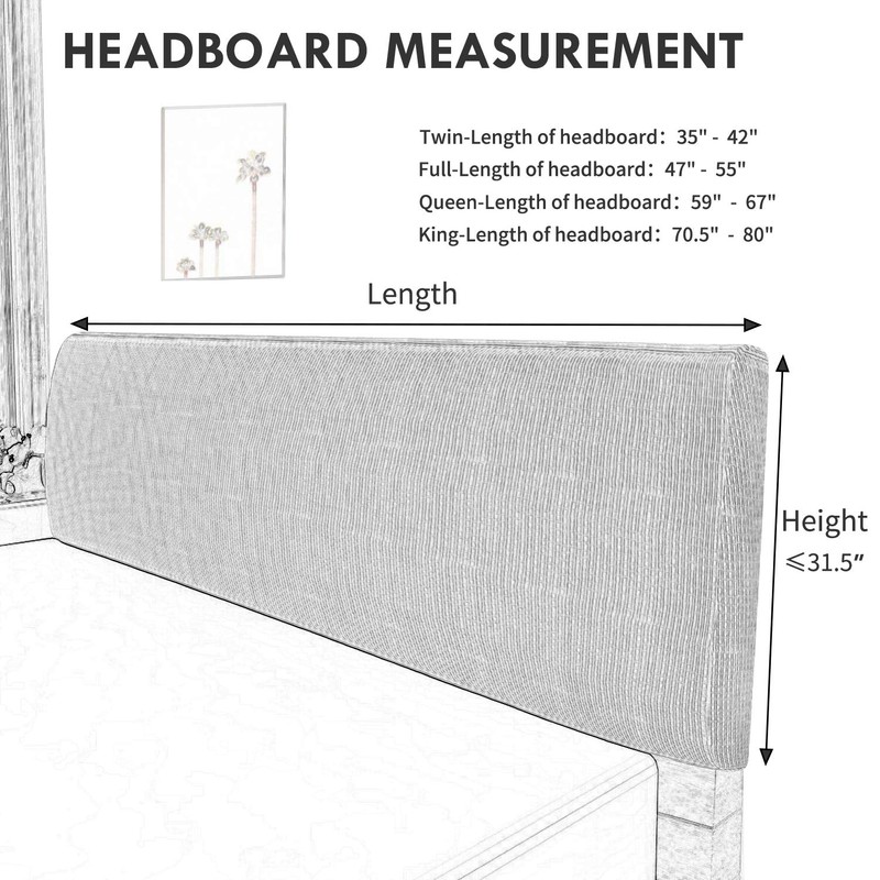 Easy-Going Stretch Bed Headboard Cover,Small Square Jacquard Headboard Slipcover, Dustproof