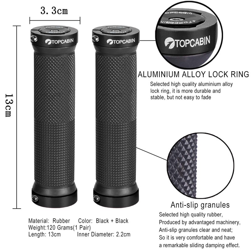TOPCABIN® Double Lock on Locking Bicycle Handlebar Grips Cycle Bicycle