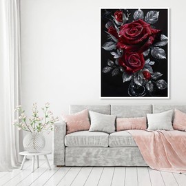 5D Diamond Painting Rose, DIY Diamond Painting Set for Adults Beginners, Full Drill Glitter Diamond Painting Pictures for Home Decoration, Wall Art, Living Room or Bedroom (40 x 30 cm)