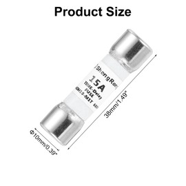 QUARKZMAN 600V 15A Zeitverzögerungssicherung SchnellsicherungsGenerischer Strombegrenzungsschutz Zeitverzögerungskartusche Sicherung für DIY-Inverter-Schaltkreisplatine 2er-Pack