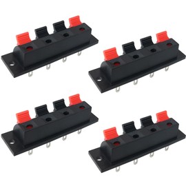 LRONG 4Pcs Jack Socket Spring Push Release Connector Speaker Terminal Strip Block, 4 Way Large Size