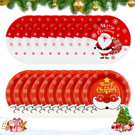 20 Pcs Christmas Party Paper Plates,Christmas Paper Plates Santa Claus Paper Plates Birthday Paper Plates,Merry Christmas Tableware Set Party Plates for Birthday Christmas Party Supplies (Red)